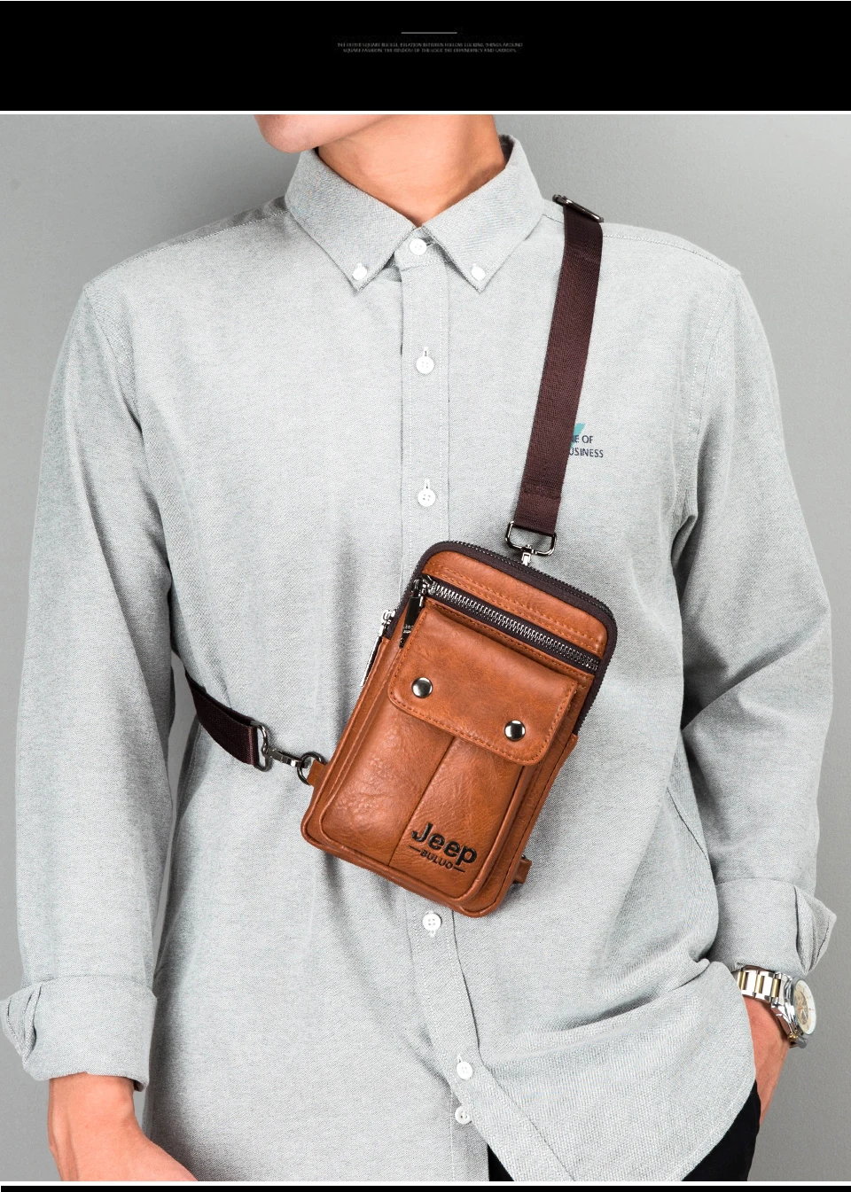 JEEP BULUO Small Multi-function Sling Crossbody Bag Brand Men Shoulder Bag Legs Waist Bag For Man New Fashion Casual Cool Mini