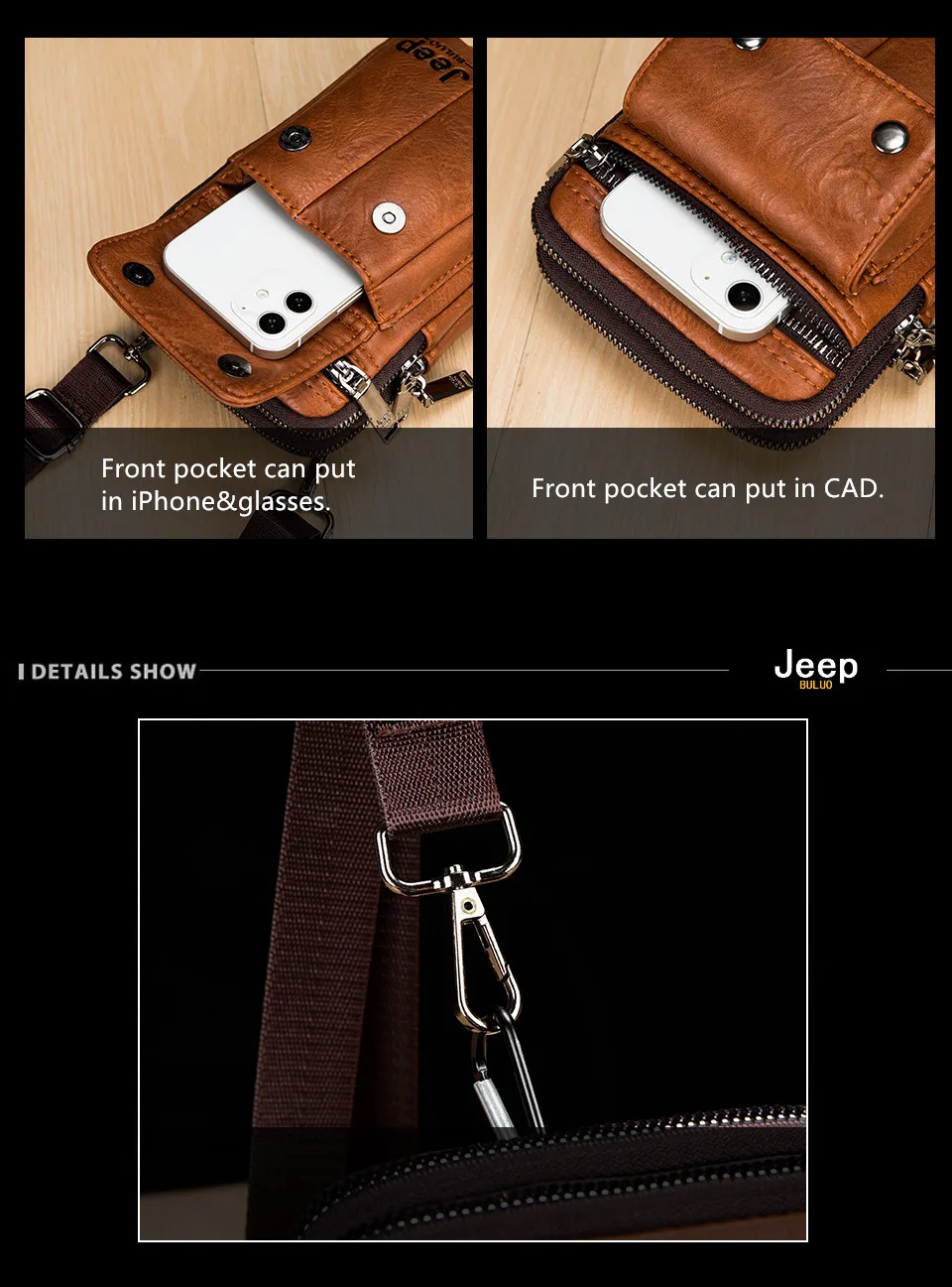 JEEP BULUO Small Multi-function Sling Crossbody Bag Brand Men Shoulder Bag Legs Waist Bag For Man New Fashion Casual Cool Mini