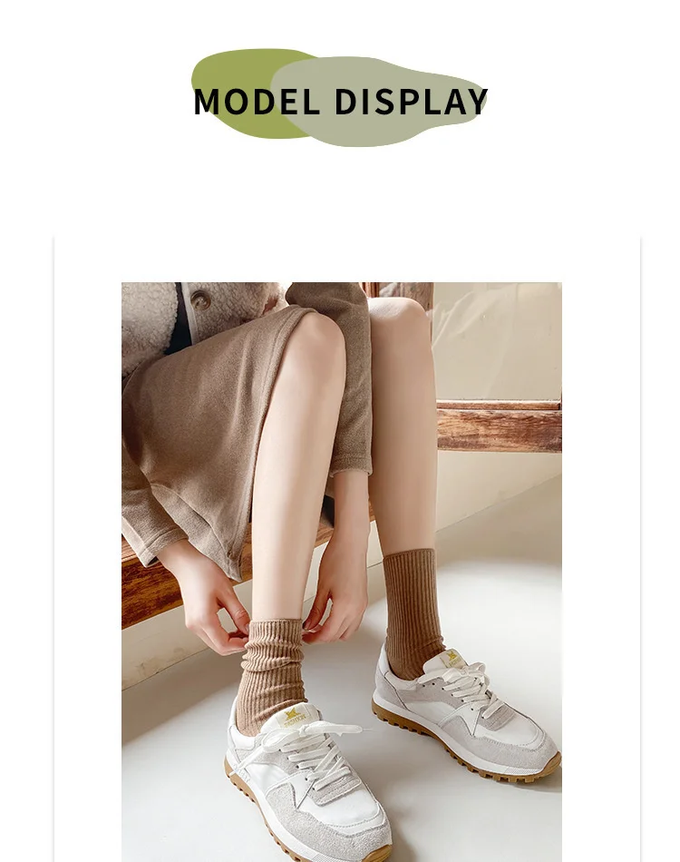 CHAOZHU Autumn Winter Red Brown Color Series Women Loose Socks Rib Cotton Fashion Basic Daily Classic Sock Female