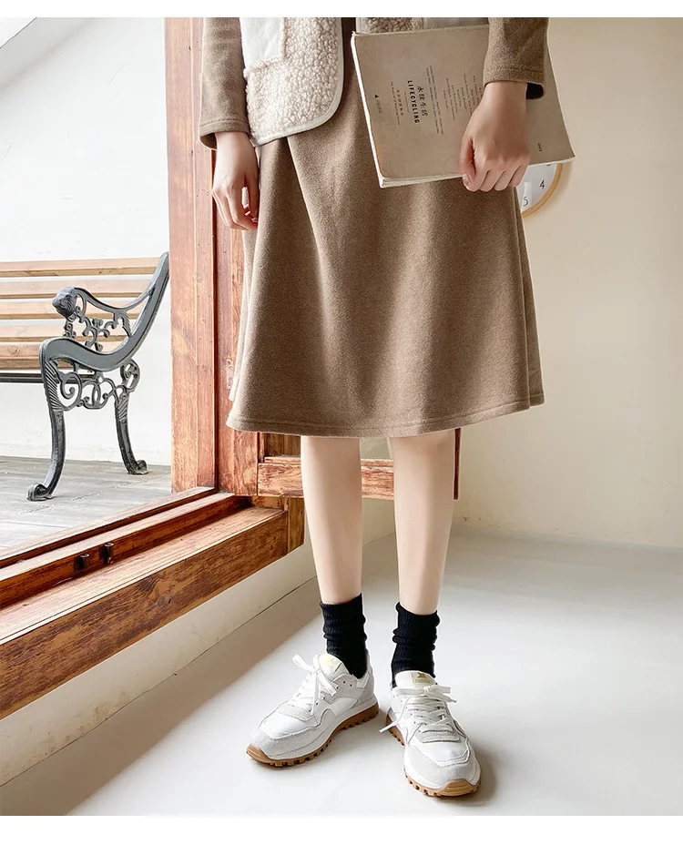 CHAOZHU Autumn Winter Red Brown Color Series Women Loose Socks Rib Cotton Fashion Basic Daily Classic Sock Female