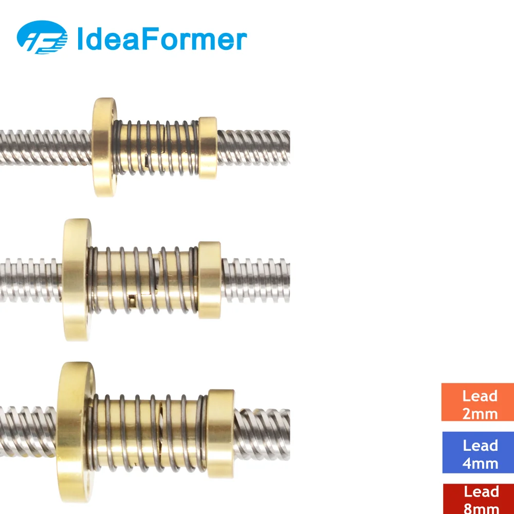 3D Printer Parts T8 Anti Backlash Nut Spring Loaded Elimination Gap Nut for Lead 2/4/8mm Threaded Rod Lead Screws DIY CNC