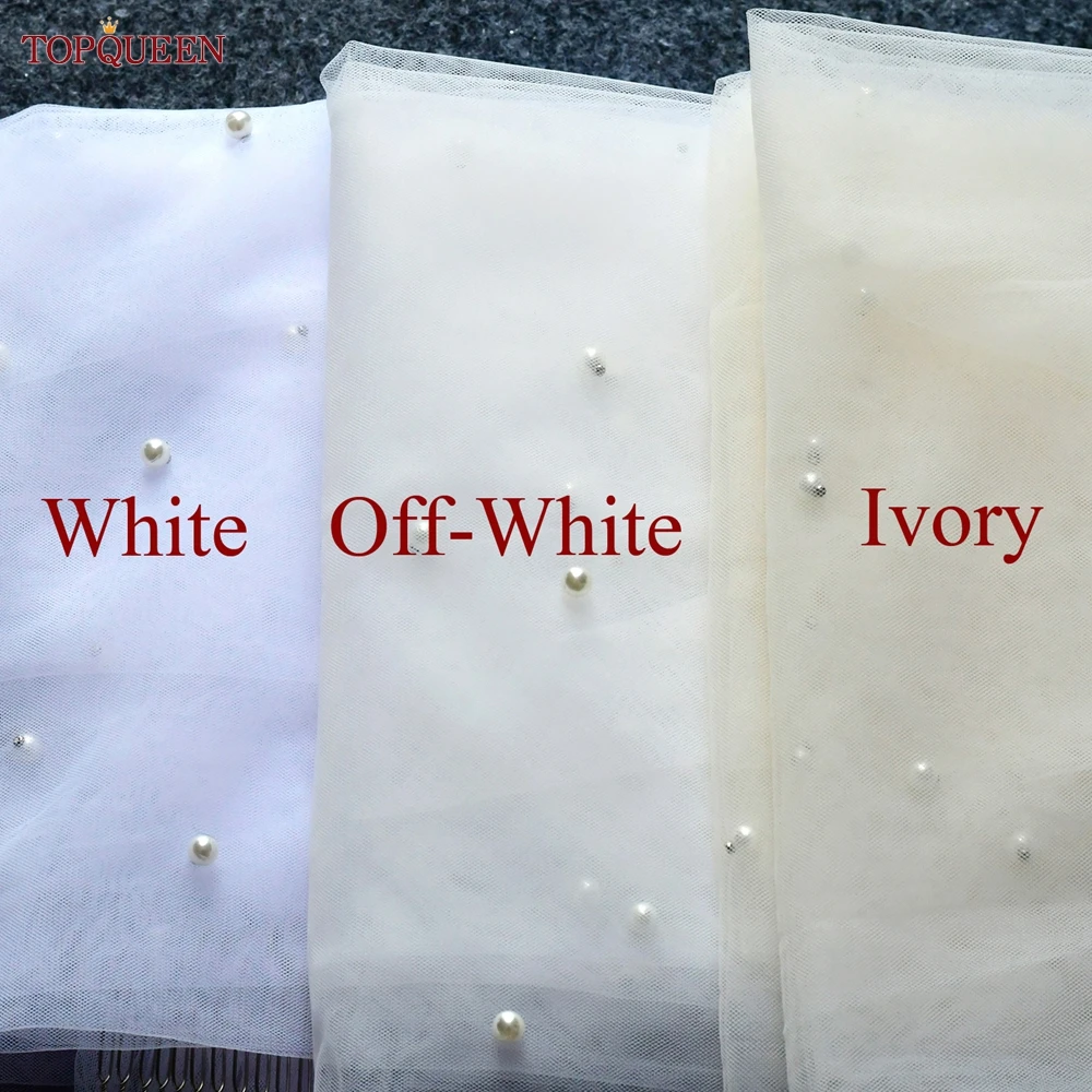 TOPQUEEN V05 Pearls Wedding Veils With Comb 100% Handmade Beaded Wedding Accessories 3M Cathedral Wedding Veil Luxury Elegant