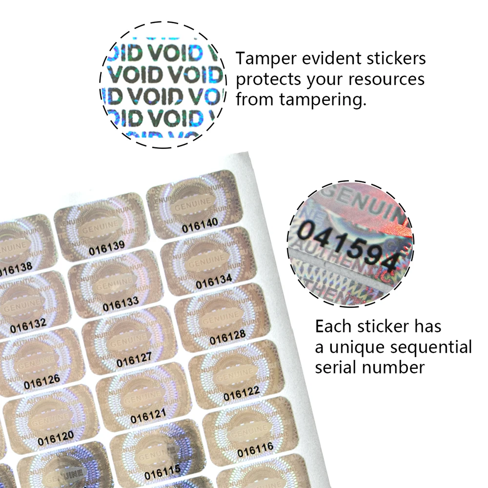 300/600/1200 pcs Security Seal Tamper Proof Stickers Holographic Warranty Void Laser Label with Serial Number Adhesive Labels