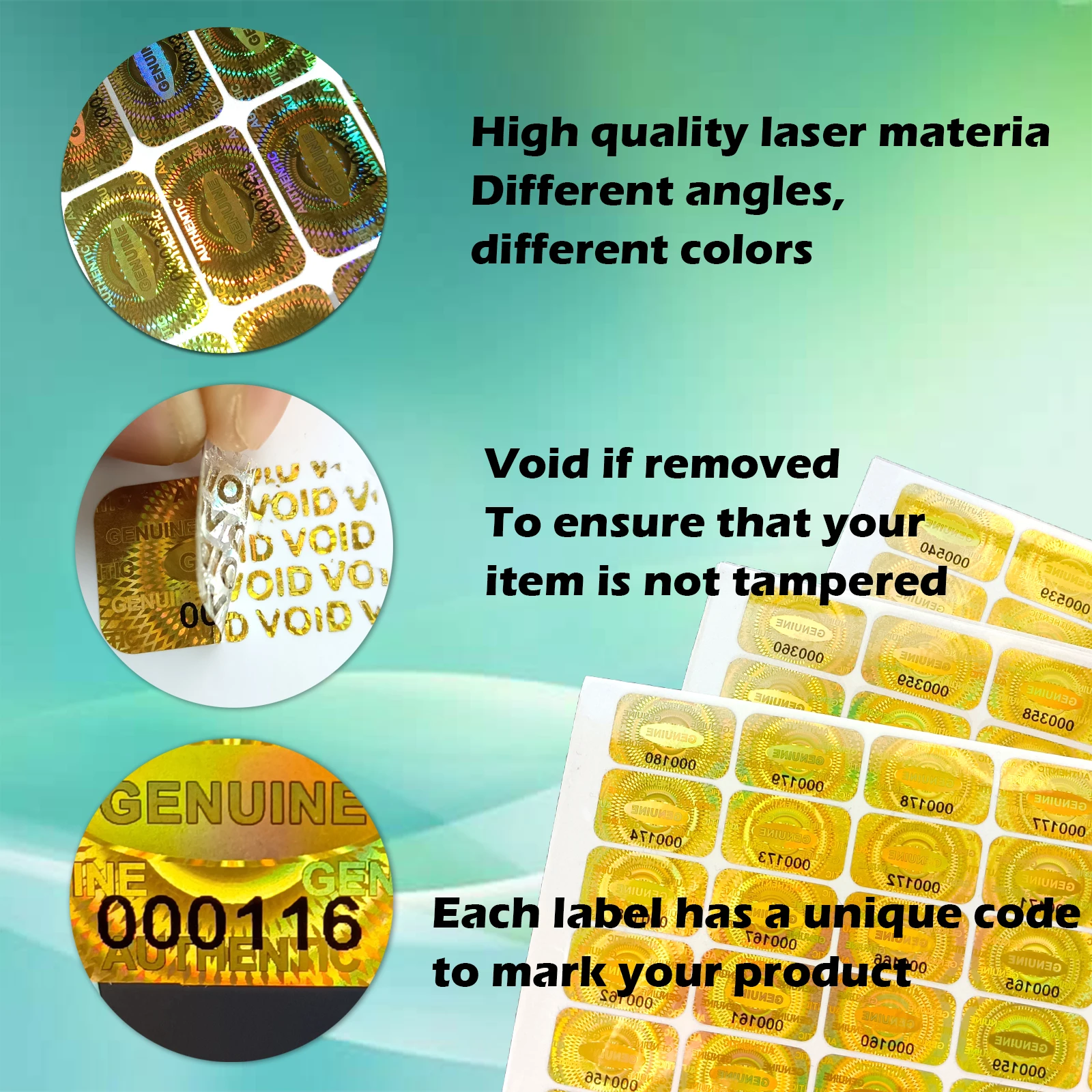 300/600/1200 pcs Security Seal Tamper Proof Stickers Holographic Warranty Void Laser Label with Serial Number Adhesive Labels