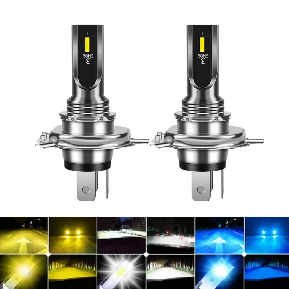 2Pcs H4 HS1 H6 H8 H11 H7 Mini Car Led Motorcycle Car Headlight Bulb Fog Light 3000K Gold 6000K White 12000LM Lamp Accessories