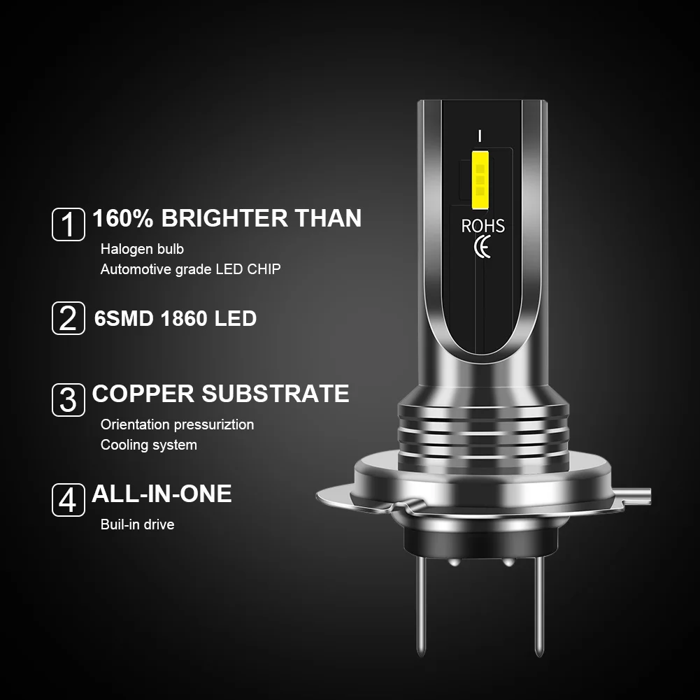 2Pcs H4 HS1 H6 H8 H11 H7 Mini Car Led Motorcycle Car Headlight Bulb Fog Light 3000K Gold 6000K White 12000LM Lamp Accessories
