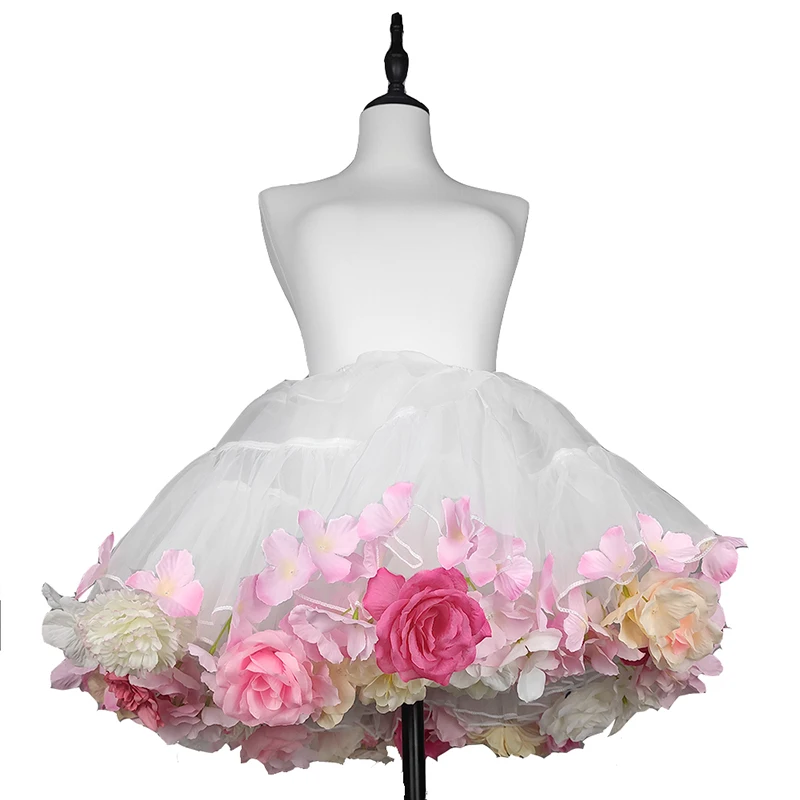Handmade Colorful Flowers Petticoat Lolita Skirt Support Harvest Kawaii Short Dress Halloween Accessories Cute Girl Korea Japan
