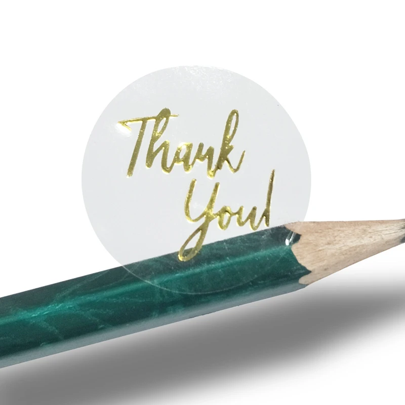 50-500pcs 1inch Clear Gold Foil Thank You Stickers for Envelope Sealing Label Stickers Pretty Things Inside for Gifts Package