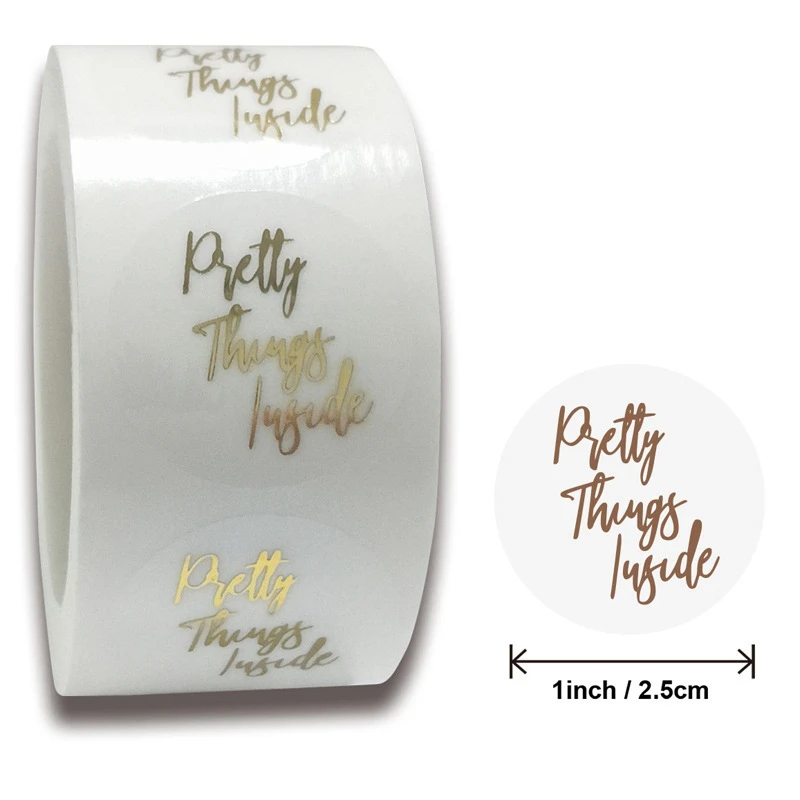 50-500pcs 1inch Clear Gold Foil Thank You Stickers for Envelope Sealing Label Stickers Pretty Things Inside for Gifts Package