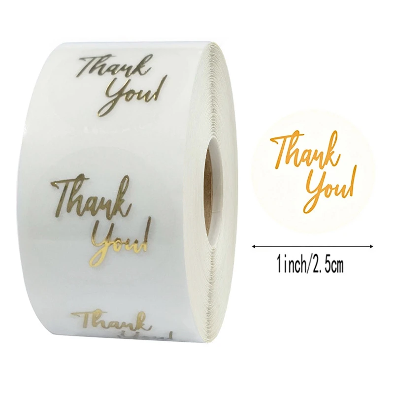 50-500pcs 1inch Clear Gold Foil Thank You Stickers for Envelope Sealing Label Stickers Pretty Things Inside for Gifts Package