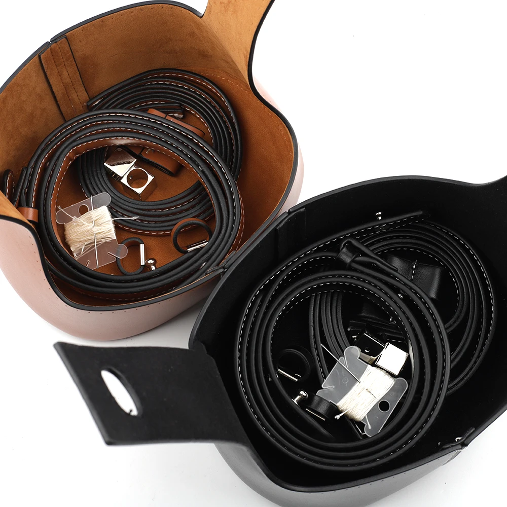 Handmade Handbag Shoulder Strap Hollow Drawstring Woven Bag Set Bucket Bag Leather With Bag Bottom Belt Bag For DIY Backpack