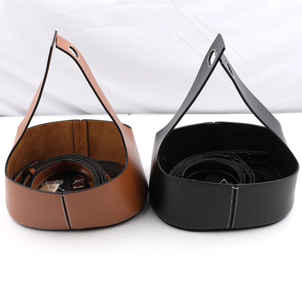 Handmade Handbag Shoulder Strap Hollow Drawstring Woven Bag Set Bucket Bag Leather With Bag Bottom Belt Bag For DIY Backpack