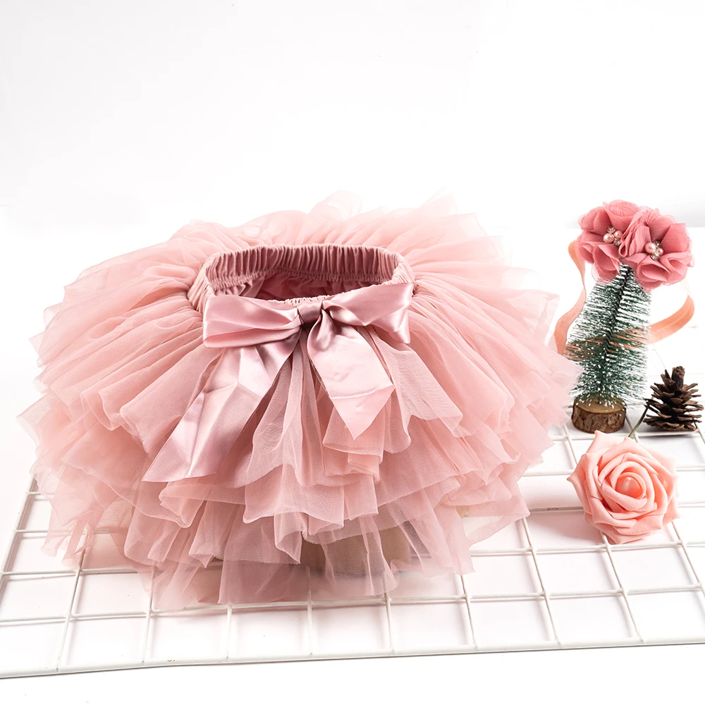 Baby girl tutu skirt 2pcs tulle lace bloomers diaper cover Newborn infant outfits Mauv headband flower set Baby mesh bloomer
