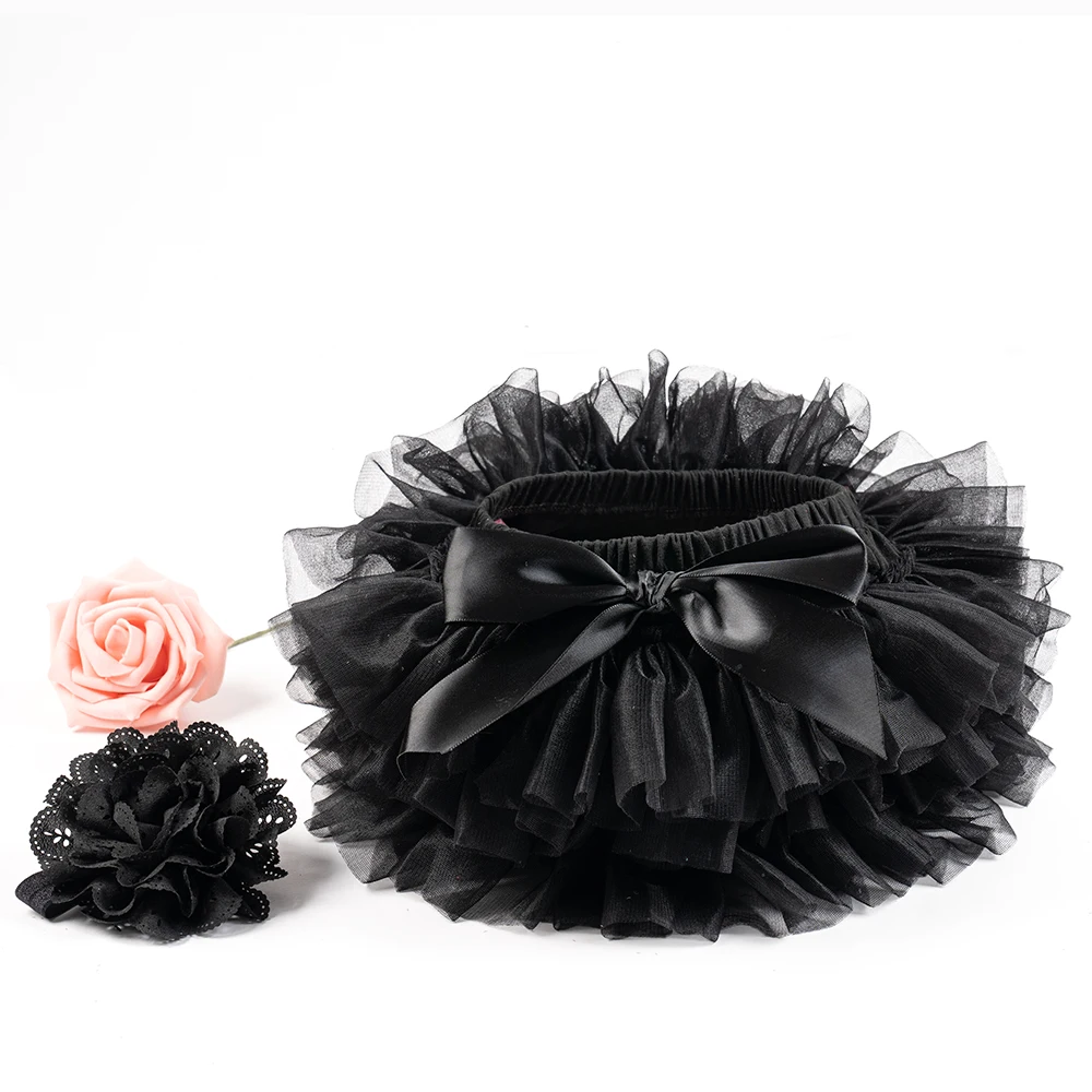 Baby girl tutu skirt 2pcs tulle lace bloomers diaper cover Newborn infant outfits Mauv headband flower set Baby mesh bloomer