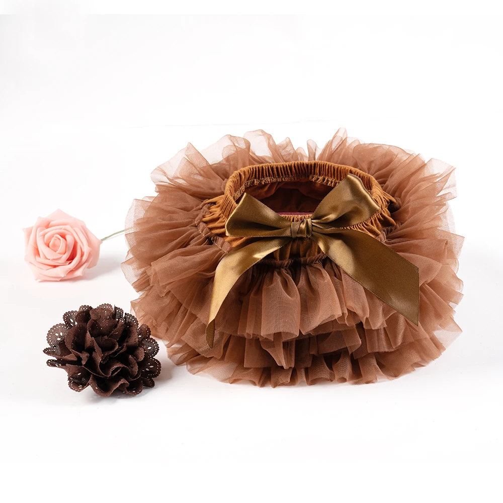 Baby girl tutu skirt 2pcs tulle lace bloomers diaper cover Newborn infant outfits Mauv headband flower set Baby mesh bloomer
