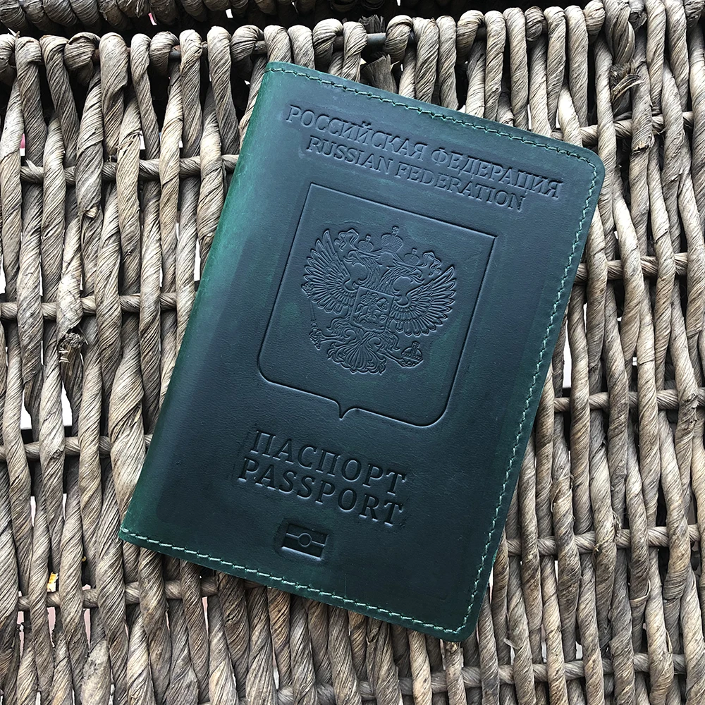 Genuine Leather Russia Passport Cover Full Grain Leather Passport Gift for Travel