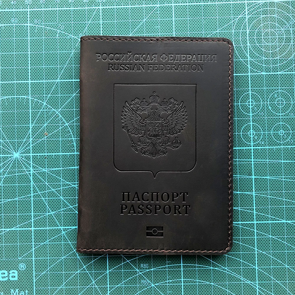 Genuine Leather Russia Passport Cover Full Grain Leather Passport Gift for Travel