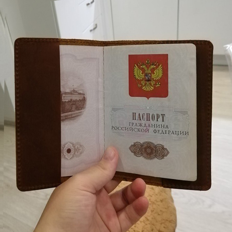 Genuine Leather Russia Passport Cover Full Grain Leather Passport Gift for Travel