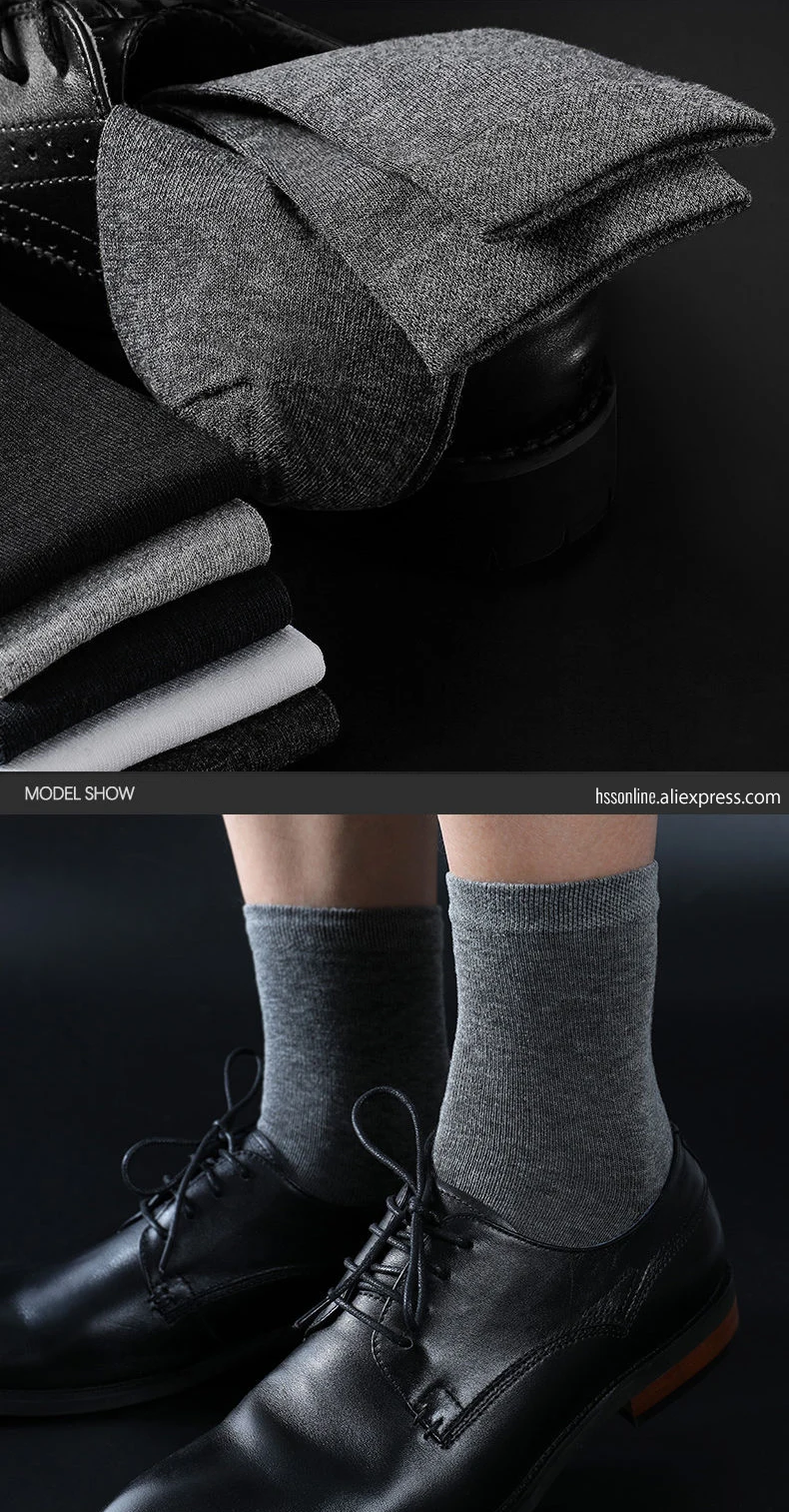 HSS Brand Business Men 100% Cotton Socks New Style Black Casual Socks Soft Breathable Summer Winter Long Socks Plus Size (7-14)