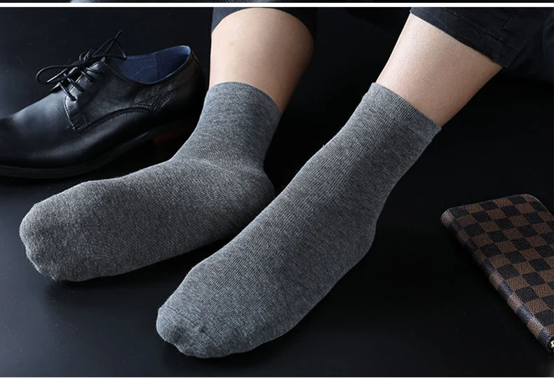 HSS Brand Business Men 100% Cotton Socks New Style Black Casual Socks Soft Breathable Summer Winter Long Socks Plus Size (7-14)
