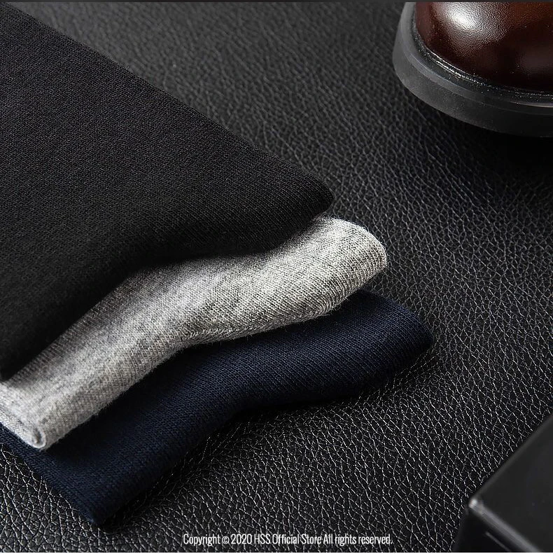 HSS Brand Business Men 100% Cotton Socks New Style Black Casual Socks Soft Breathable Summer Winter Long Socks Plus Size (7-14)