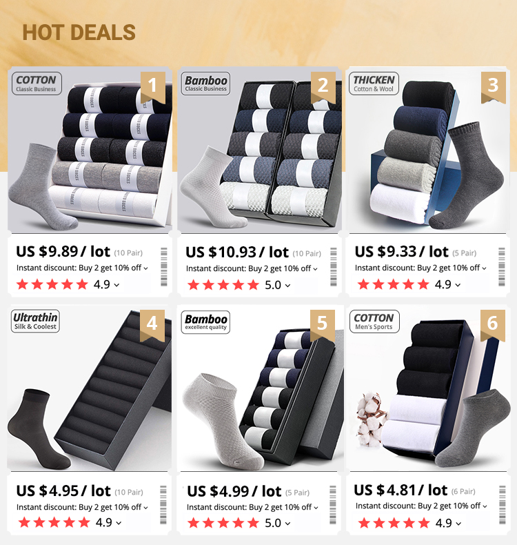 HSS Brand Business Men 100% Cotton Socks New Style Black Casual Socks Soft Breathable Summer Winter Long Socks Plus Size (7-14)