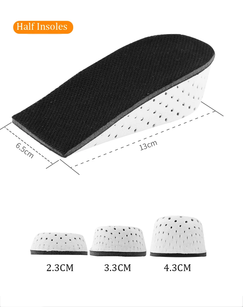 1Pair Height Increase Insoles Unisex Shoes Insole Height Lift Adjustable Cut Shoe Heel Insert Taller Support Absorbant Foot Pads