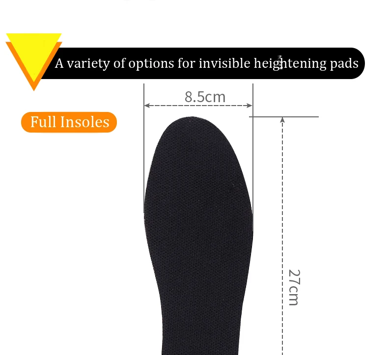 1Pair Height Increase Insoles Unisex Shoes Insole Height Lift Adjustable Cut Shoe Heel Insert Taller Support Absorbant Foot Pads