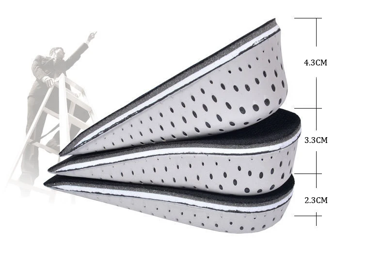 1Pair Height Increase Insoles Unisex Shoes Insole Height Lift Adjustable Cut Shoe Heel Insert Taller Support Absorbant Foot Pads