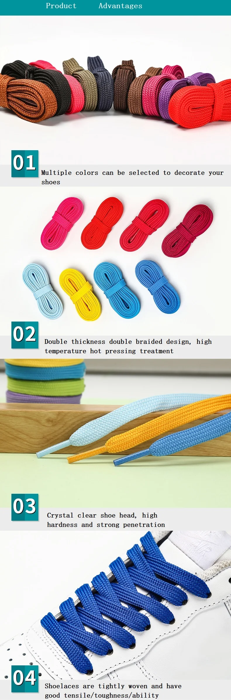 1 Pair 10mm Wide Flat Shoelaces For Sport Shoes Shoelace for Sneakers/Runner Colorful Shoe Laces Replacement