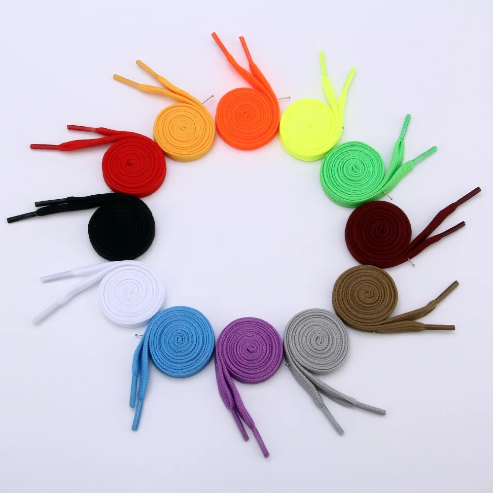 1 Pair 10mm Wide Flat Shoelaces For Sport Shoes Shoelace for Sneakers/Runner Colorful Shoe Laces Replacement