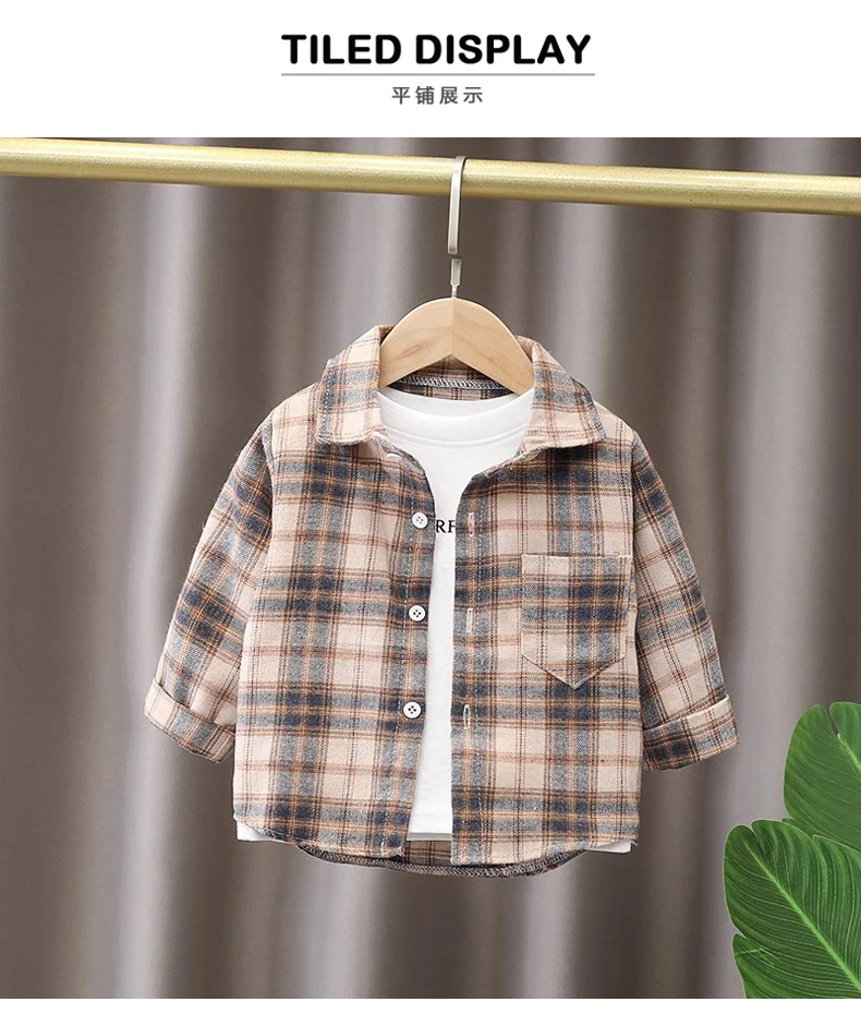 IENENS Kids Shirt Clothes Spring Thin Blouses Clothing Infant Boy Plaid Cotton Tops 1 2 3 4 Years Kids Long Sleeves Shirt