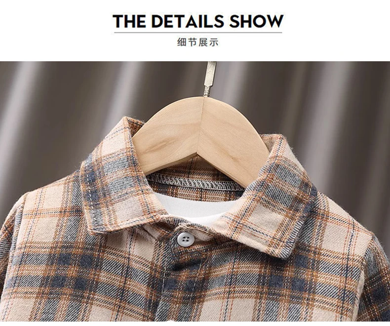 IENENS Kids Shirt Clothes Spring Thin Blouses Clothing Infant Boy Plaid Cotton Tops 1 2 3 4 Years Kids Long Sleeves Shirt