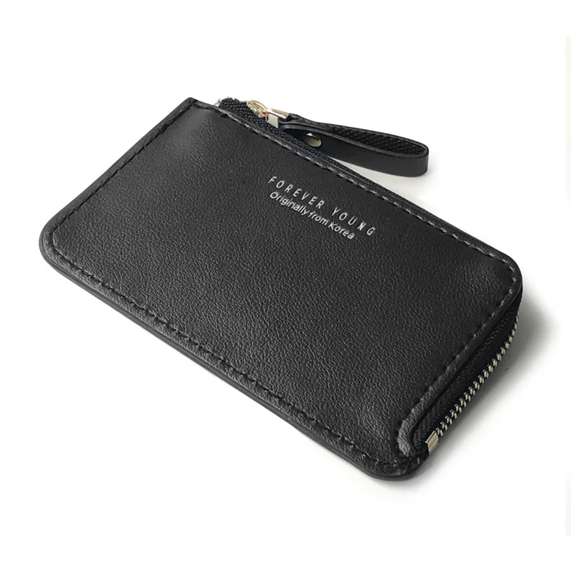 Men's Slim Leather Wallet - Small Credit Card Holder with Zipper Coin Purse, Fashion Minimalist Cash Wallet
