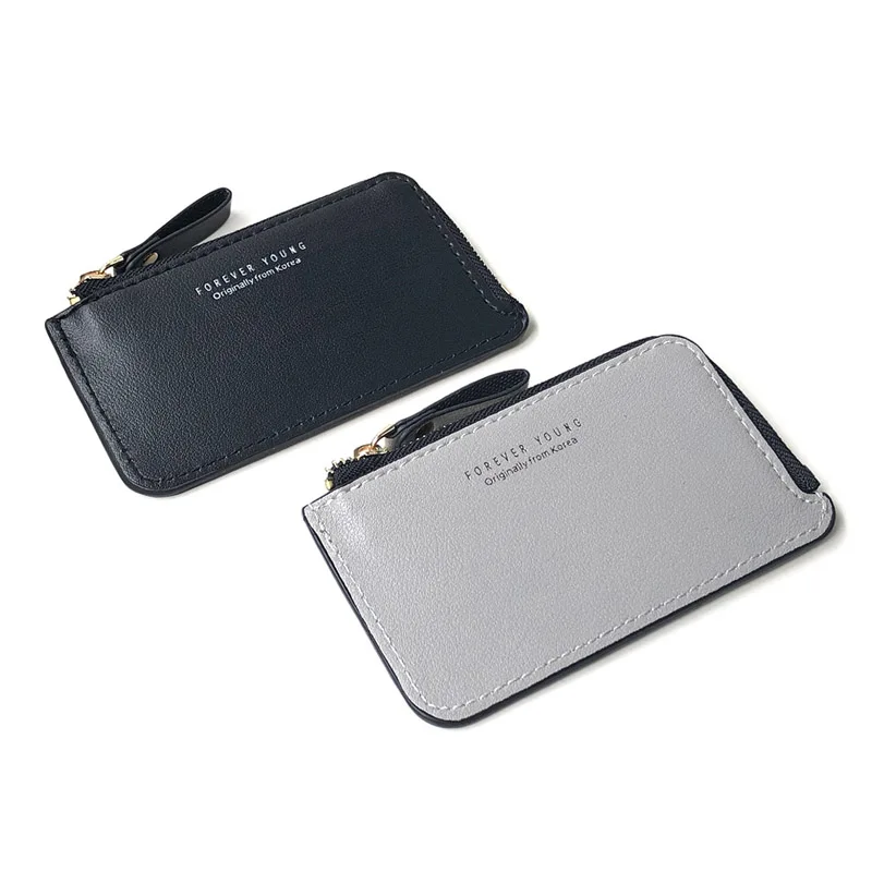Men's Slim Leather Wallet - Small Credit Card Holder with Zipper Coin Purse, Fashion Minimalist Cash Wallet