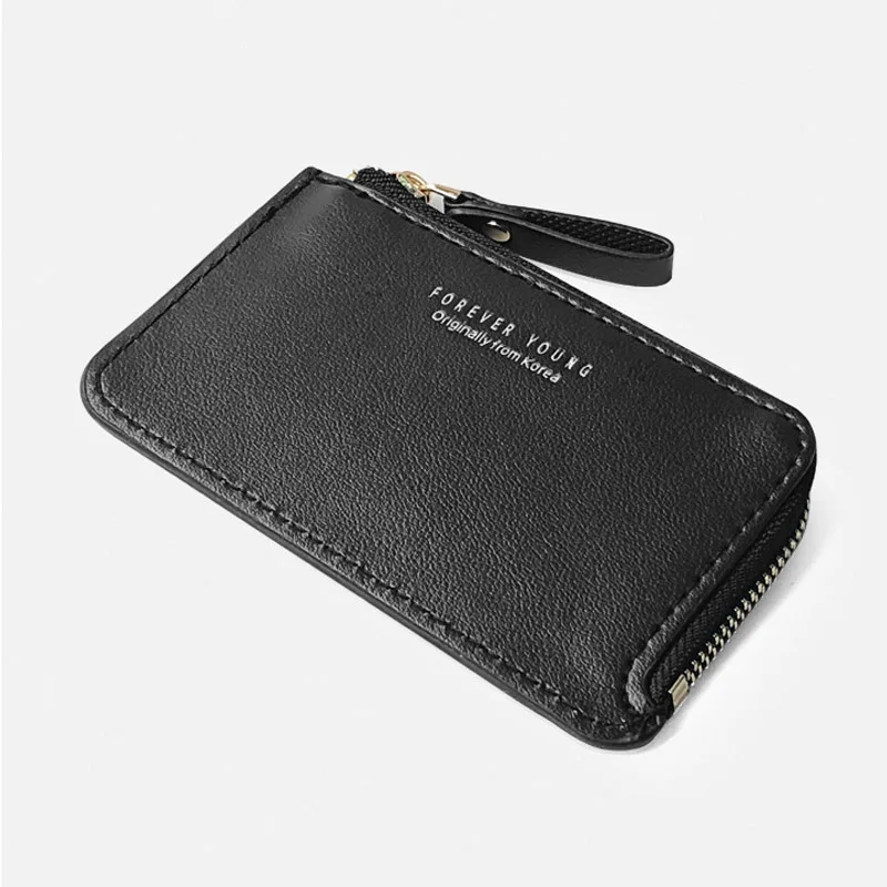Men's Slim Leather Wallet - Small Credit Card Holder with Zipper Coin Purse, Fashion Minimalist Cash Wallet