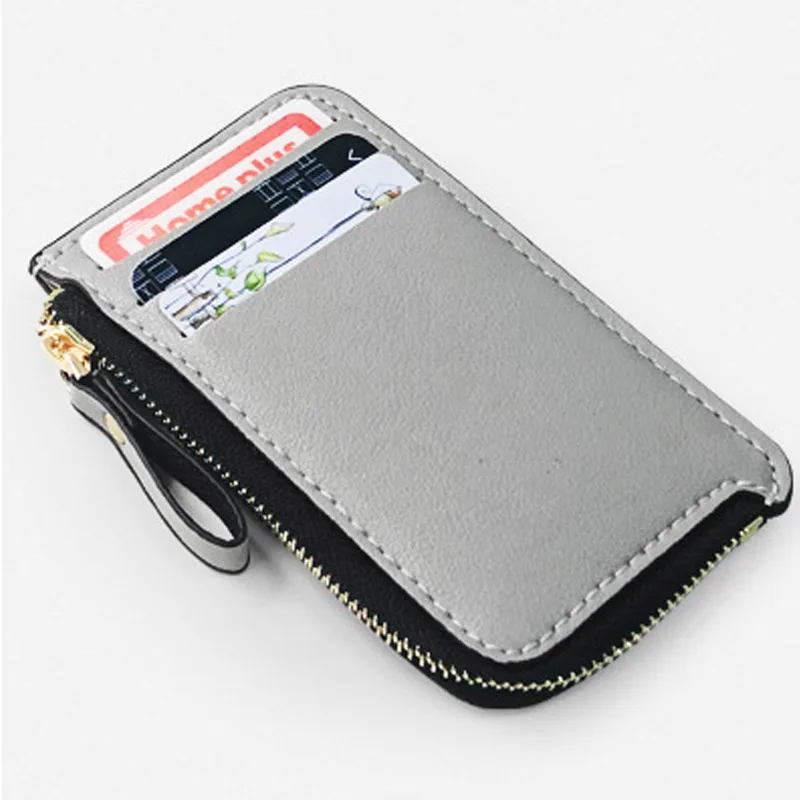 Men's Slim Leather Wallet - Small Credit Card Holder with Zipper Coin Purse, Fashion Minimalist Cash Wallet