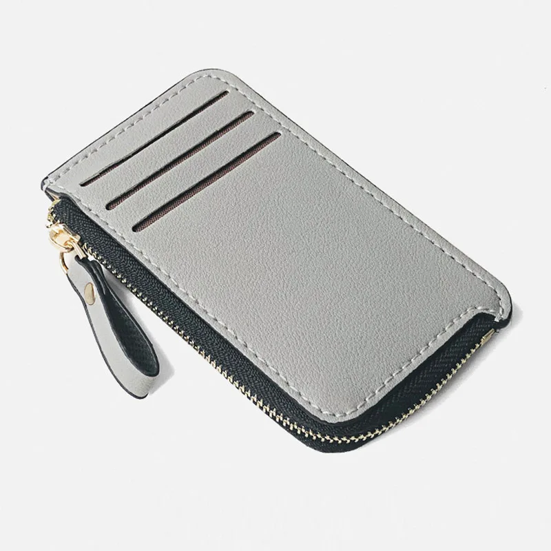 Men's Slim Leather Wallet - Small Credit Card Holder with Zipper Coin Purse, Fashion Minimalist Cash Wallet