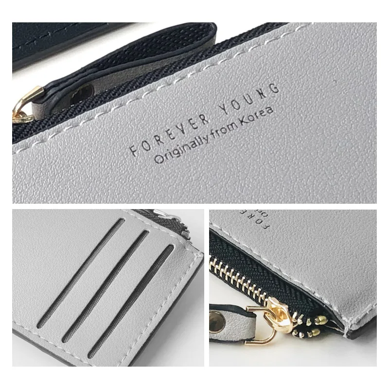 Men's Slim Leather Wallet - Small Credit Card Holder with Zipper Coin Purse, Fashion Minimalist Cash Wallet