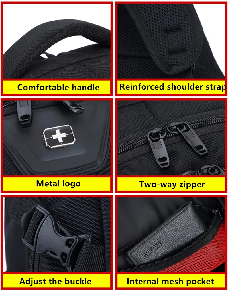Men Multifunction USB Charging Fashion Business Casual Travel Anti-Theft Waterproof 17 Inch Laptop Backpack School Bag