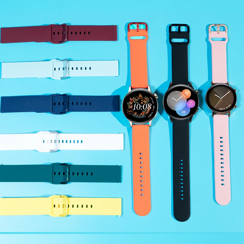 20mm/22mm band For Amazfit GTS/2/2e/3/4 GTS2 Mini/GTR 4/Pro/47mm/GTR2/2e/stratos 2/3 Silicone Bracelet Amazfit bip 6 Watch strap