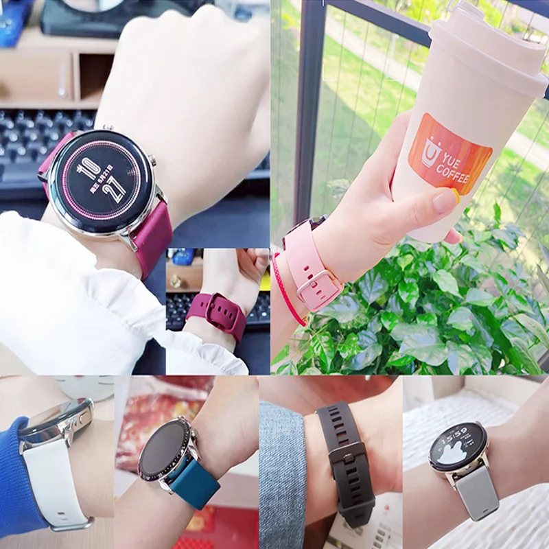 20mm/22mm band For Amazfit GTS/2/2e/3/4 GTS2 Mini/GTR 4/Pro/47mm/GTR2/2e/stratos 2/3 Silicone Bracelet Amazfit bip 6 Watch strap