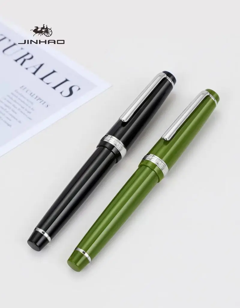 New Jinhao 82 Series Fountain Pen Acrylic F 0.5mm Nib School Office Supplies Business Writing Ink Pens Silver Clip Blue Yellow