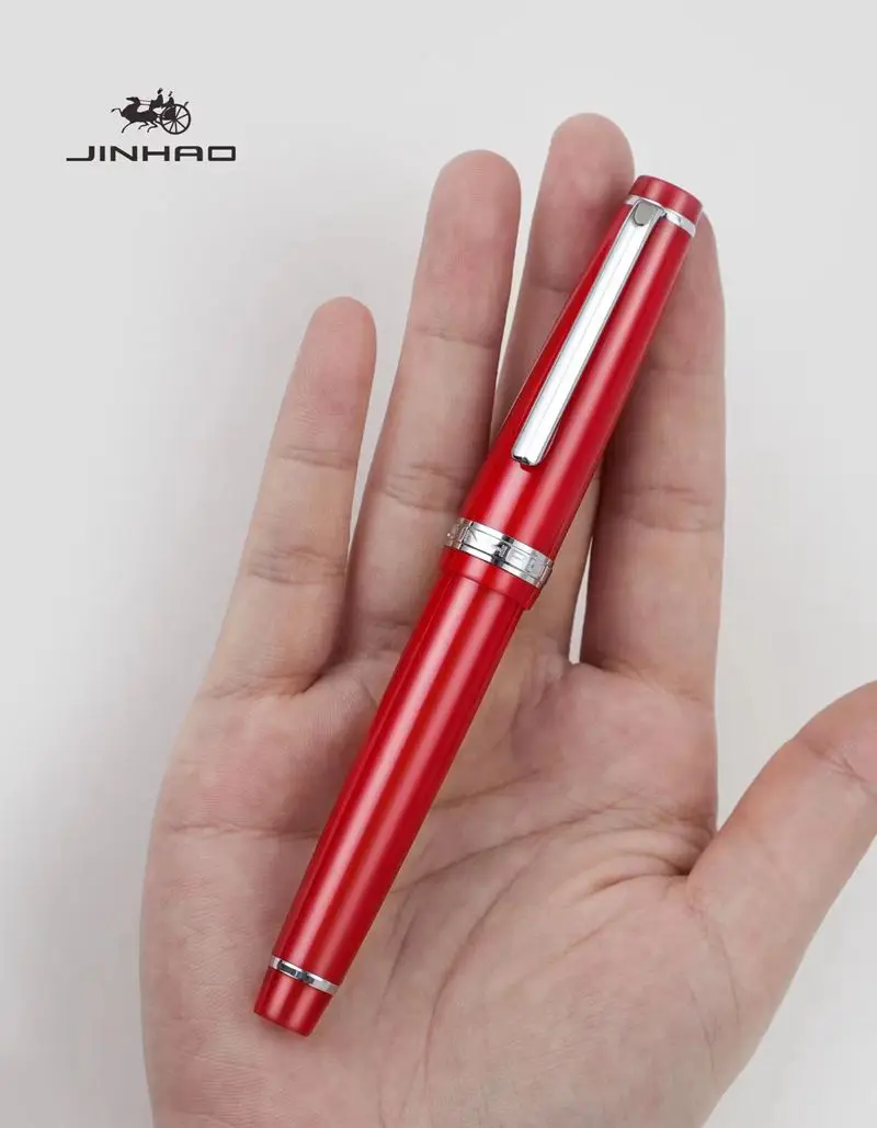 New Jinhao 82 Series Fountain Pen Acrylic F 0.5mm Nib School Office Supplies Business Writing Ink Pens Silver Clip Blue Yellow