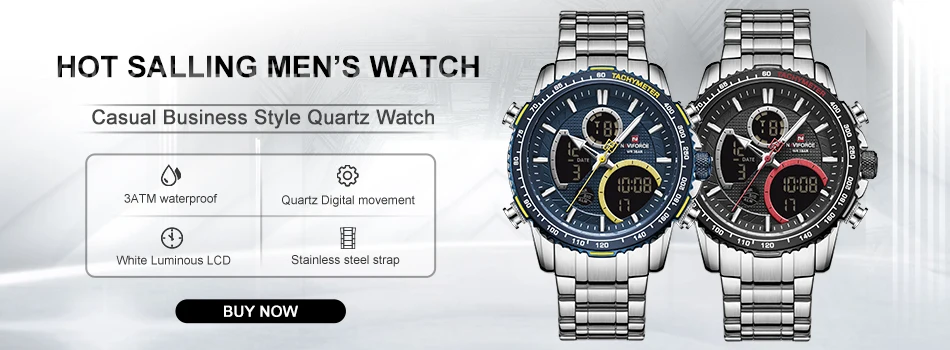 NAVIFORCE Luxury Original Watches For Men Casual Sport Chronograph Alarm Quartz WristWatch Leather Waterproof Digital Clock 9163