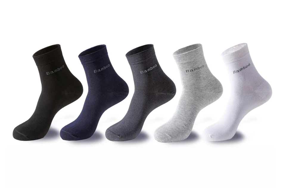 5Pairs/Lot Men's Bamboo Fiber Socks New Casual Business Anti-Bacterial Deodorant Breatheable Crew Socks Men Compression Socks