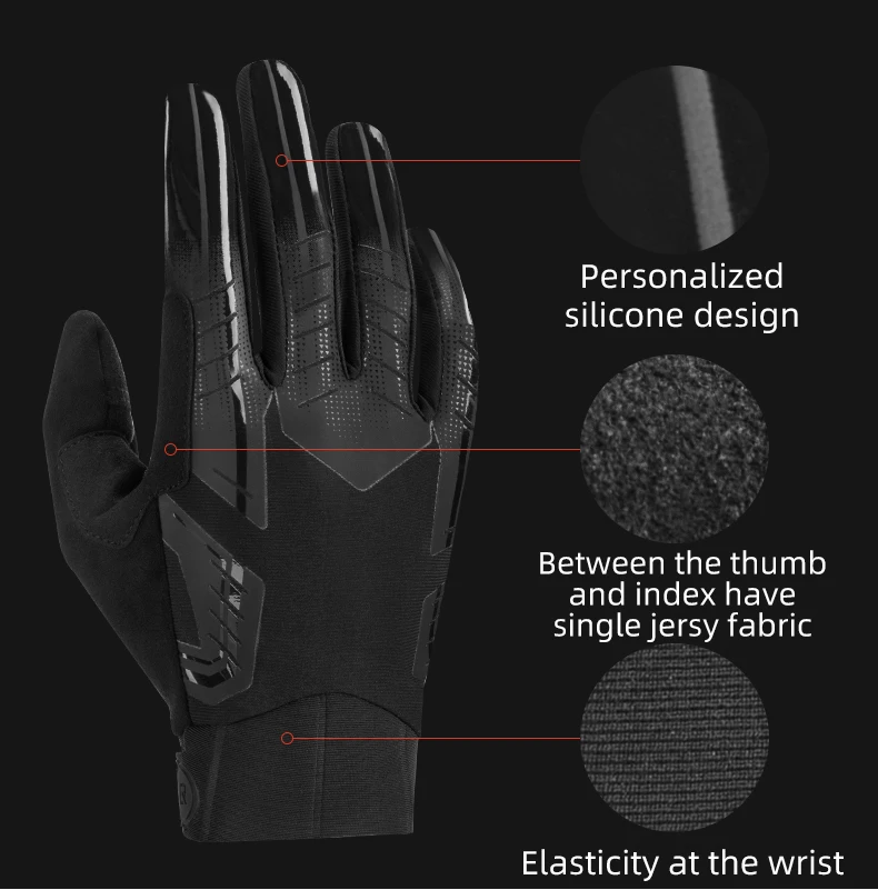 ROCKBROS Cycling Gloves Thermal Autumn Winter Gloves Windproof SBR Touch Screen Bike Gloves Full Finger Shockproof Sport Gloves