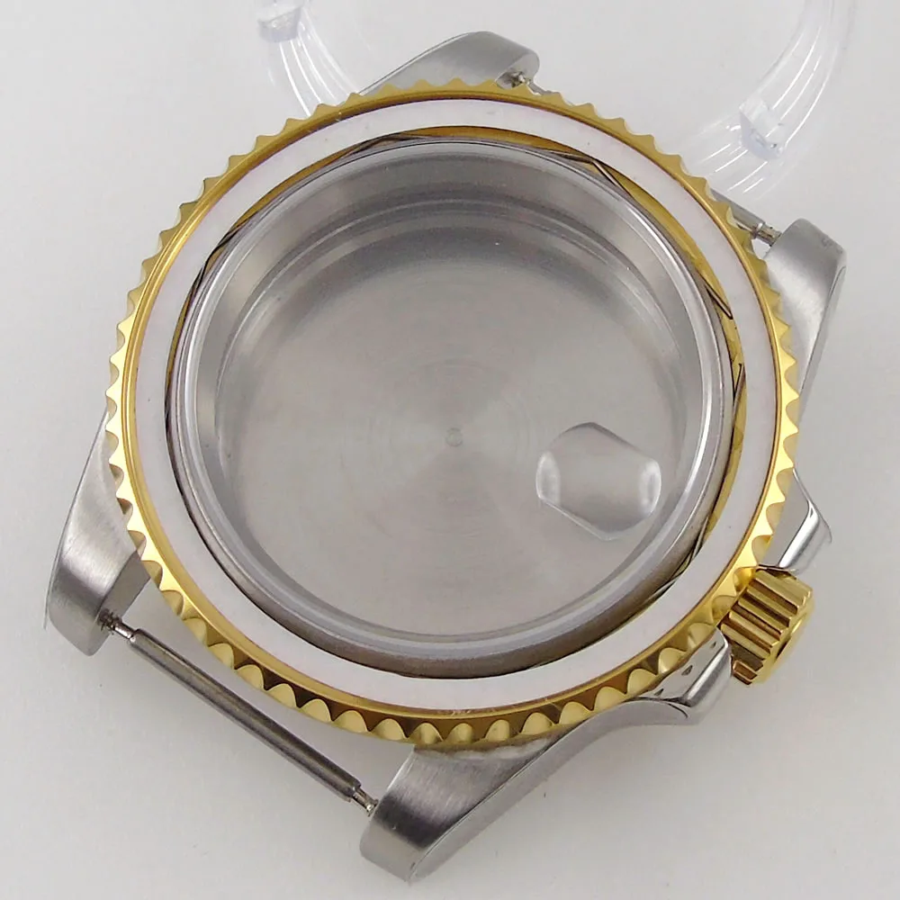 40mm Gold Plated Watch Case for NH35 NH36 NH38 Miyota8215 ETA2836 DG2813 ETA2824 PT5000 Movement Sapphire Crystal Screw-in Crown