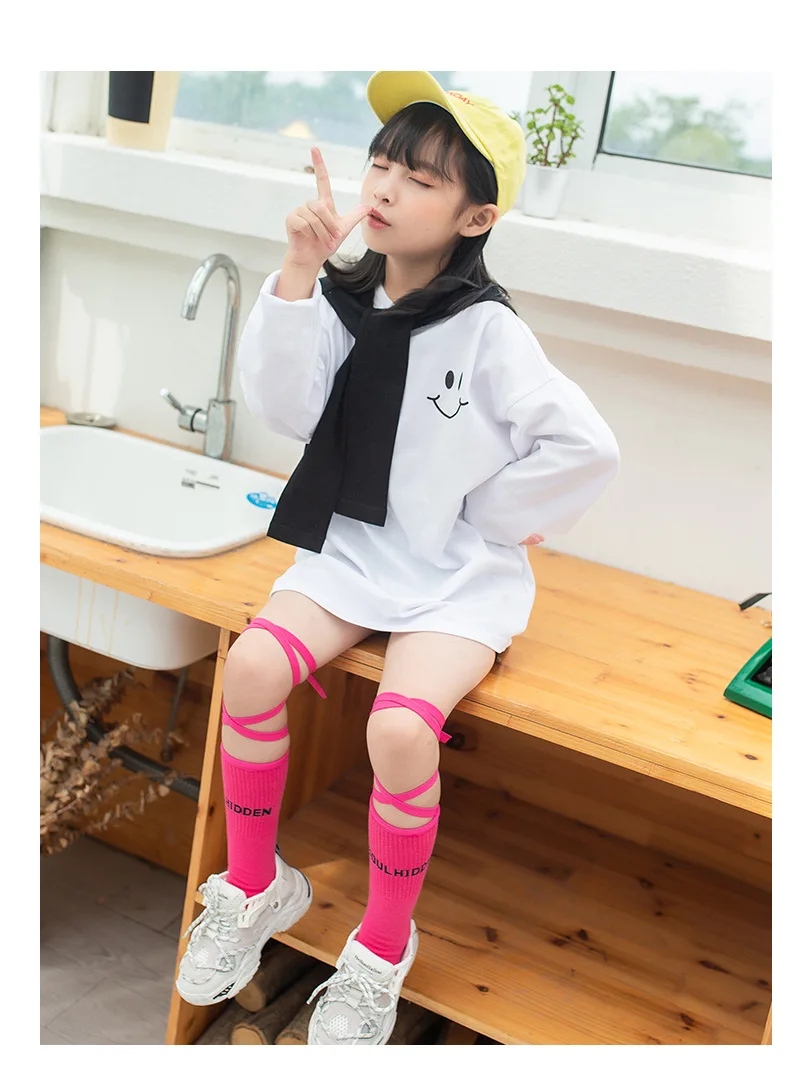 In the Spring and Autumn Tide Bind Socks in Tube Sock Children Crus Socks Stockings Bound Fluorescent Color Half Tube Sock