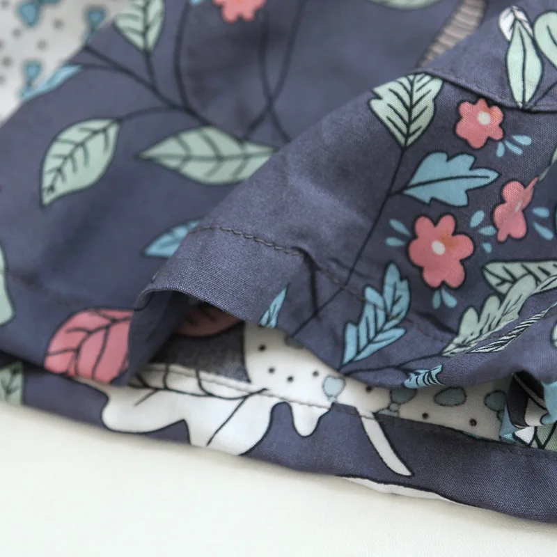 Spring And Autumn Ladies Cute Cartoon Floral Viscose Fiber Pajamas Two-piece Long-sleeved Home Service Cotton Summer Thin Shorts